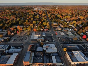 View from Downtown Waupaca facing West with Fulton Street in View
